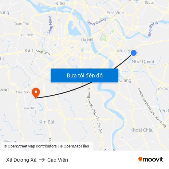 Xã Dương Xá to Cao Viên map