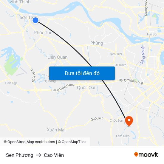 Sen Phương to Cao Viên map