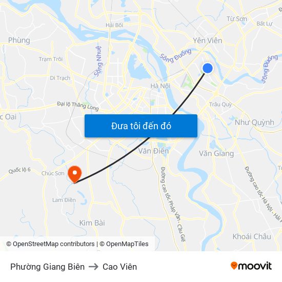 Phường Giang Biên to Cao Viên map