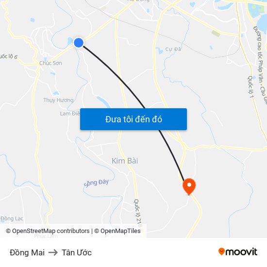 Đồng Mai to Tân Ước map