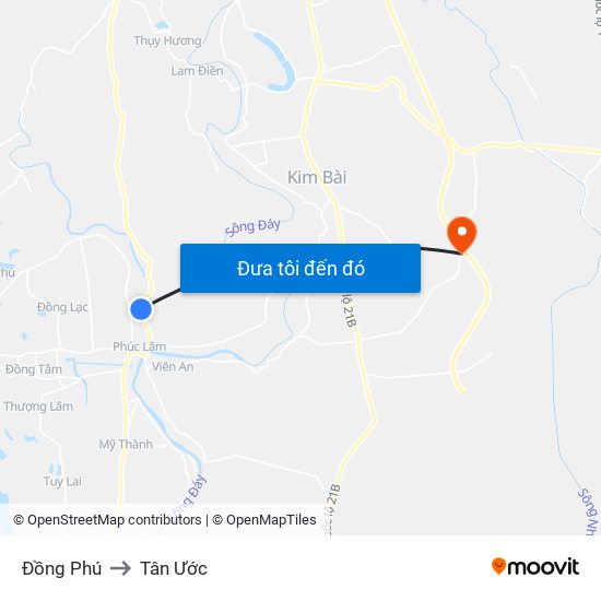 Đồng Phú to Tân Ước map