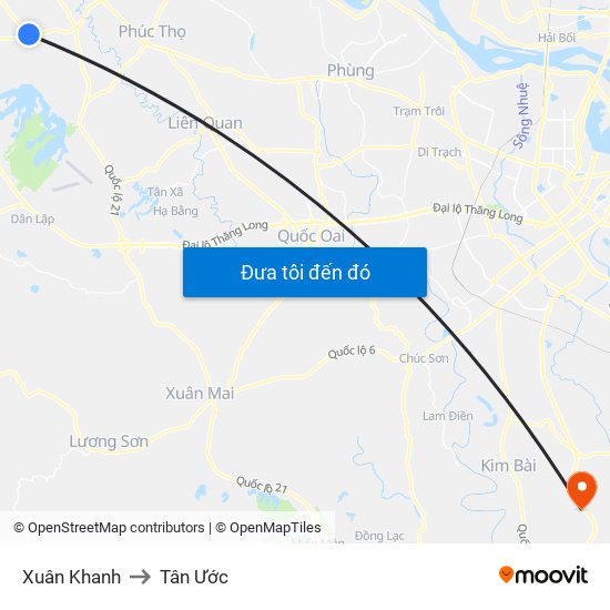 Xuân Khanh to Tân Ước map