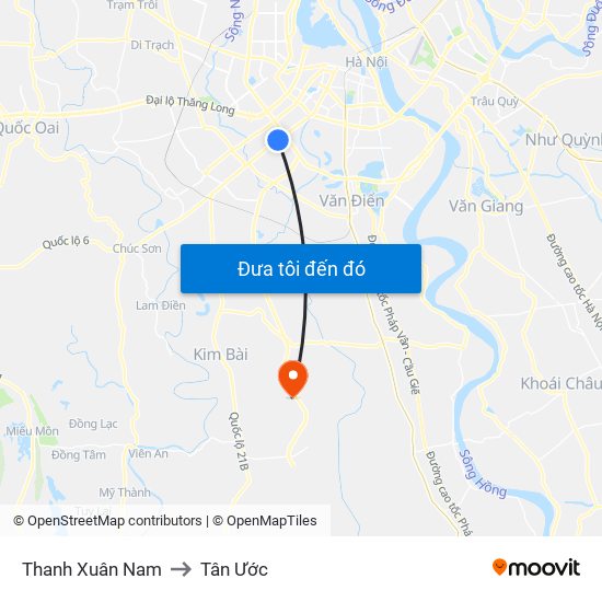 Thanh Xuân Nam to Tân Ước map