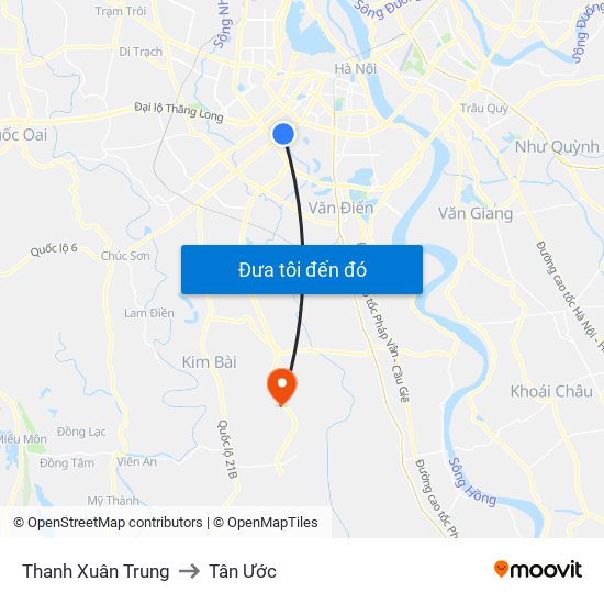 Thanh Xuân Trung to Tân Ước map