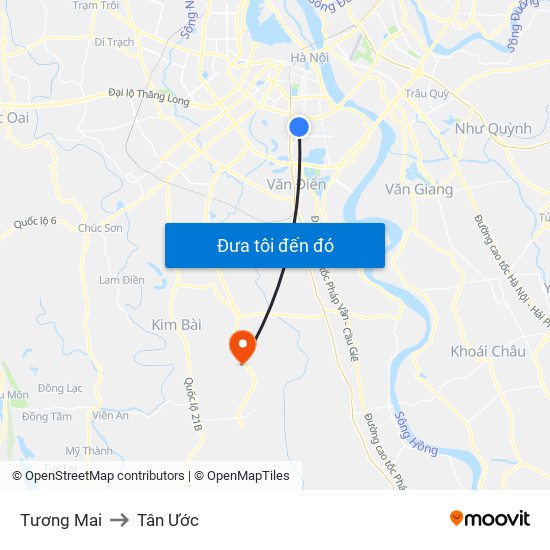 Tương Mai to Tân Ước map