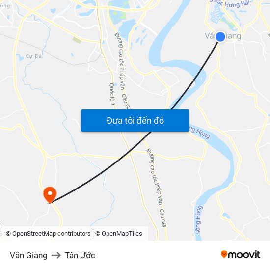 Văn Giang to Tân Ước map