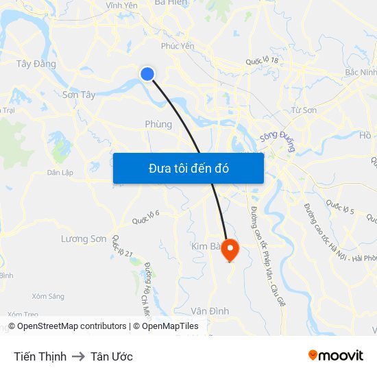 Tiến Thịnh to Tân Ước map