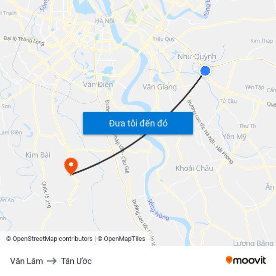 Văn Lâm to Tân Ước map