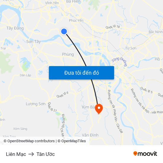 Liên Mạc to Tân Ước map