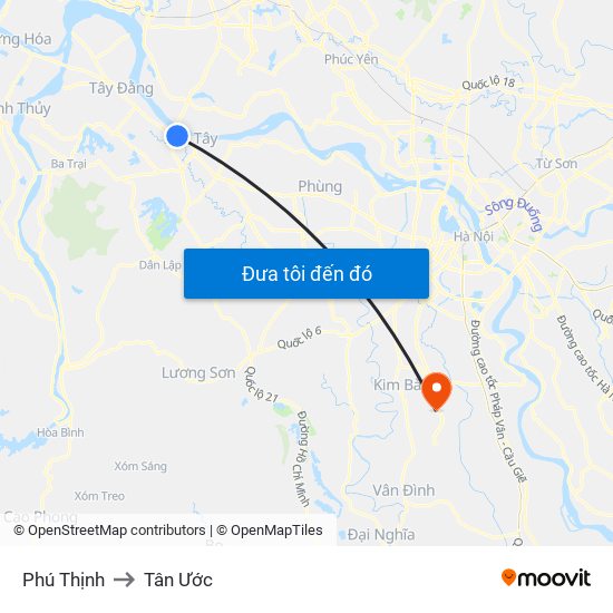 Phú Thịnh to Tân Ước map