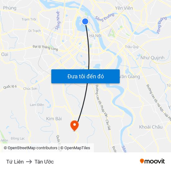 Tứ Liên to Tân Ước map