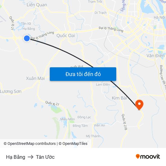 Hạ Bằng to Tân Ước map