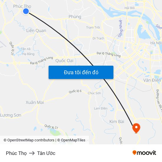 Phúc Thọ to Tân Ước map