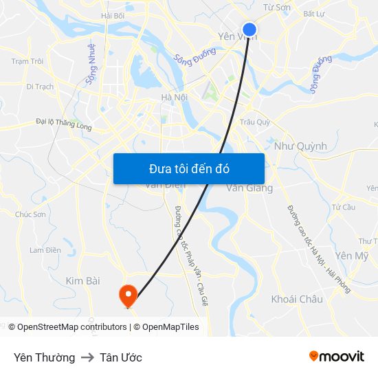 Yên Thường to Tân Ước map