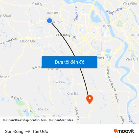 Sơn Đồng to Tân Ước map