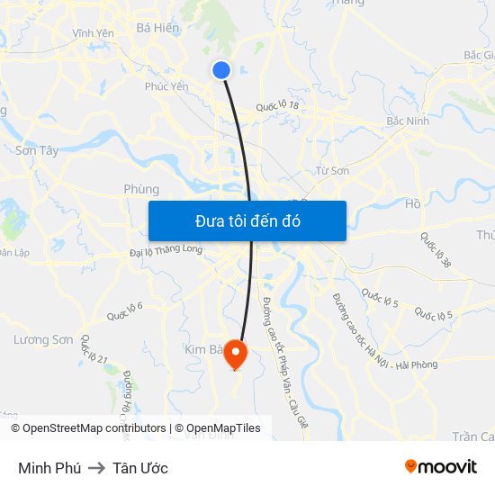 Minh Phú to Tân Ước map