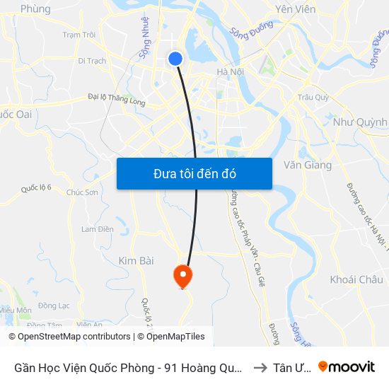 Gần Học Viện Quốc Phòng - 91 Hoàng Quốc Việt to Tân Ước map