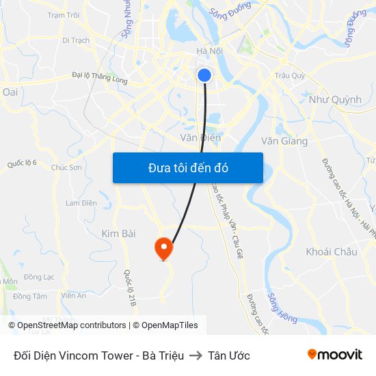 Đối Diện Vincom Tower - Bà Triệu to Tân Ước map