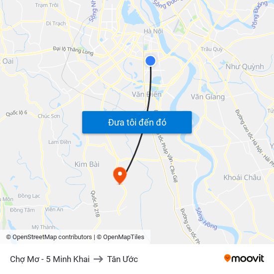 Chợ Mơ - 5 Minh Khai to Tân Ước map