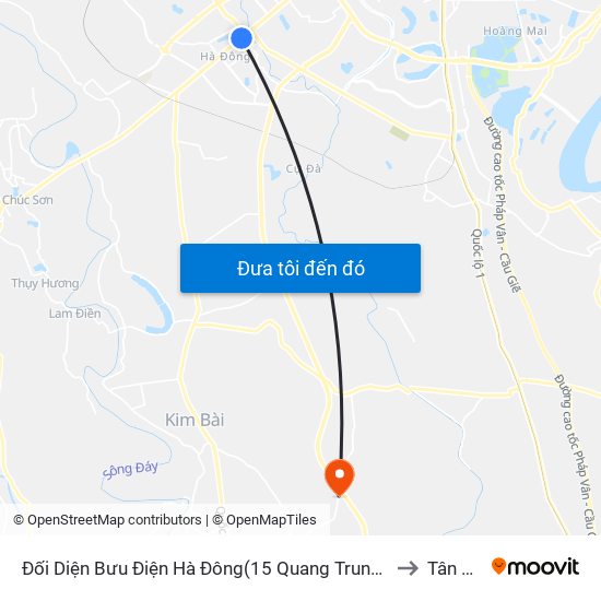 Đối Diện Bưu Điện Hà Đông(15 Quang Trung Hà Đông) to Tân Ước map