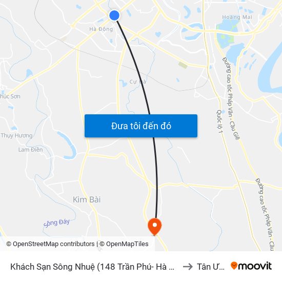 Khách Sạn Sông Nhuệ (148 Trần Phú- Hà Đông) to Tân Ước map