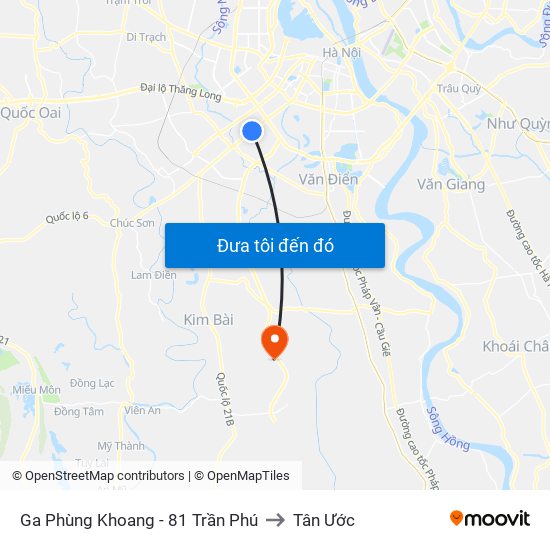 Ga Phùng Khoang - 81 Trần Phú to Tân Ước map