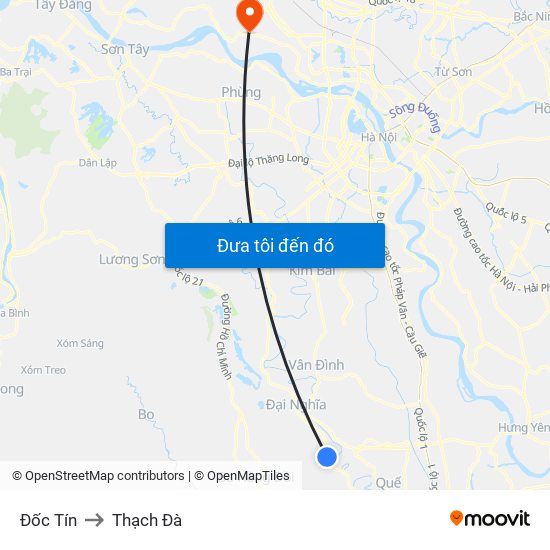 Đốc Tín to Thạch Đà map