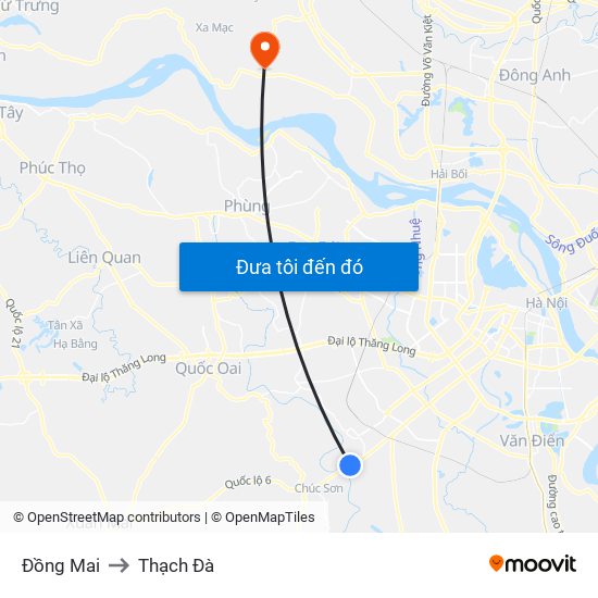 Đồng Mai to Thạch Đà map