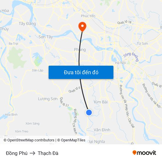 Đồng Phú to Thạch Đà map