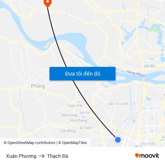 Xuân Phương to Thạch Đà map