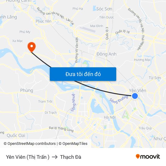 Yên Viên (Thị Trấn ) to Thạch Đà map