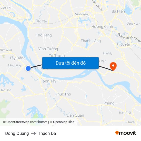 Đông Quang to Thạch Đà map