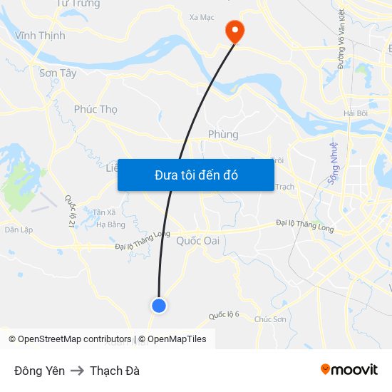 Đông Yên to Thạch Đà map