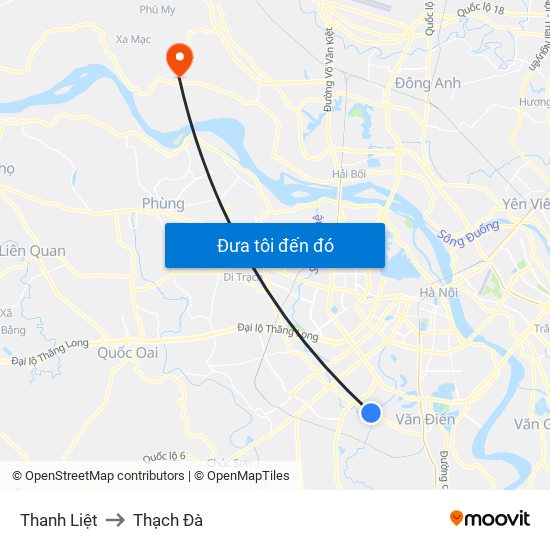 Thanh Liệt to Thạch Đà map