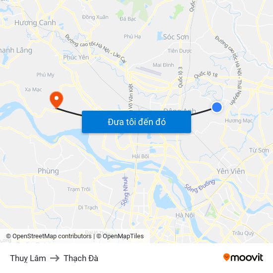 Thuỵ Lâm to Thạch Đà map