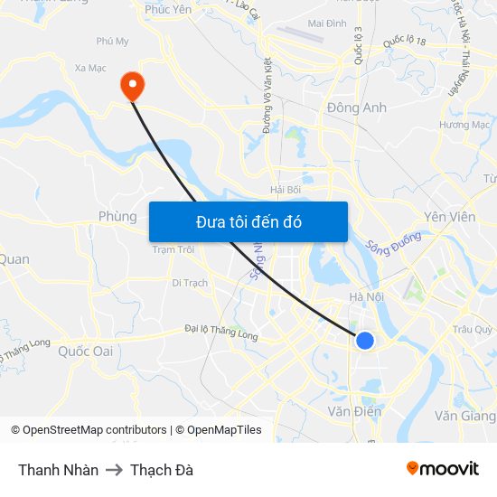 Thanh Nhàn to Thạch Đà map