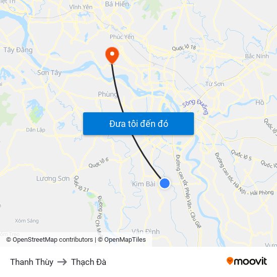 Thanh Thùy to Thạch Đà map