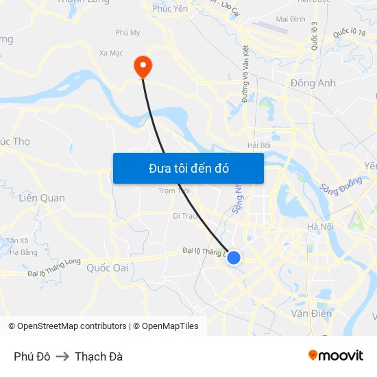 Phú Đô to Thạch Đà map