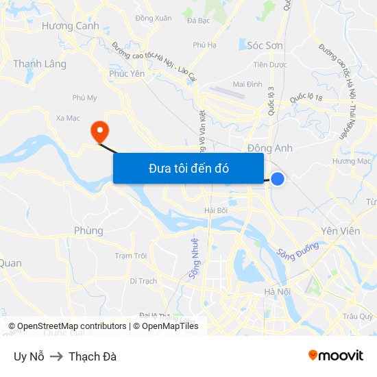 Uy Nỗ to Thạch Đà map