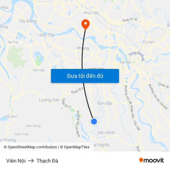 Viên Nội to Thạch Đà map