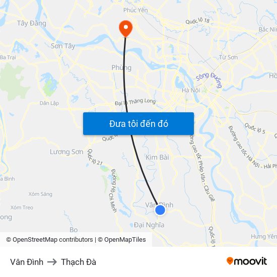 Vân Đình to Thạch Đà map