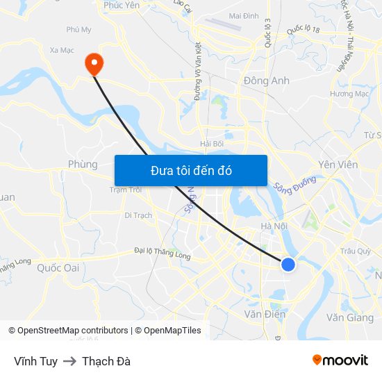 Vĩnh Tuy to Thạch Đà map