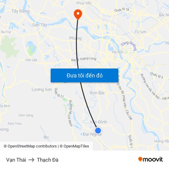 Vạn Thái to Thạch Đà map