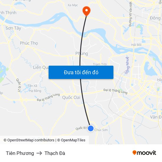 Tiên Phương to Thạch Đà map