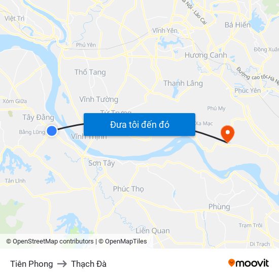 Tiên Phong to Thạch Đà map