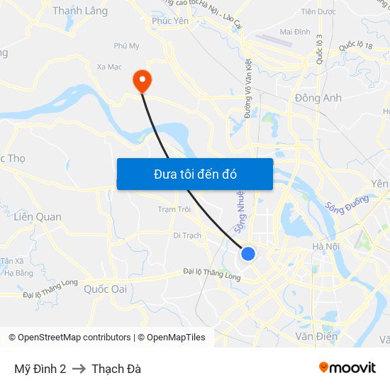 Mỹ Đình 2 to Thạch Đà map