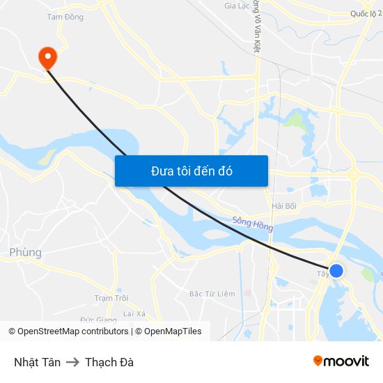 Nhật Tân to Thạch Đà map