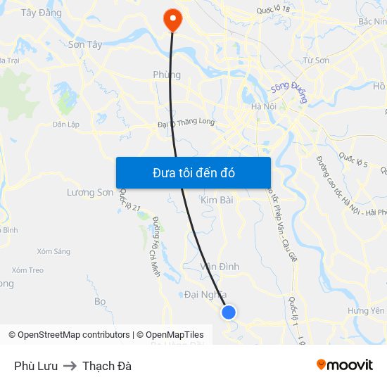 Phù Lưu to Thạch Đà map