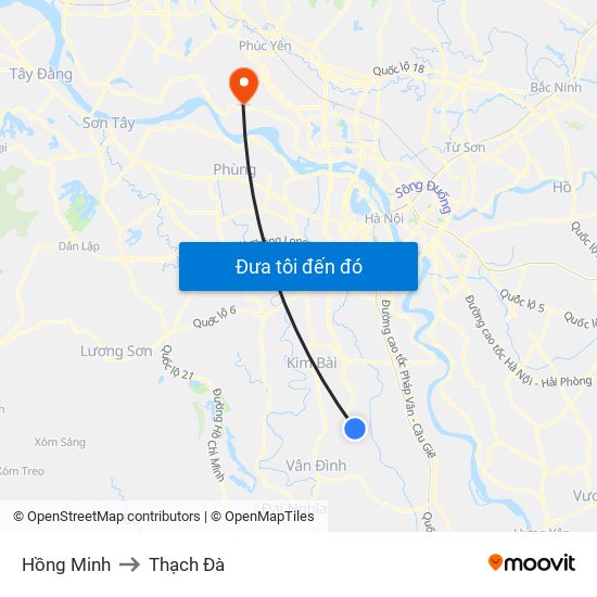Hồng Minh to Thạch Đà map