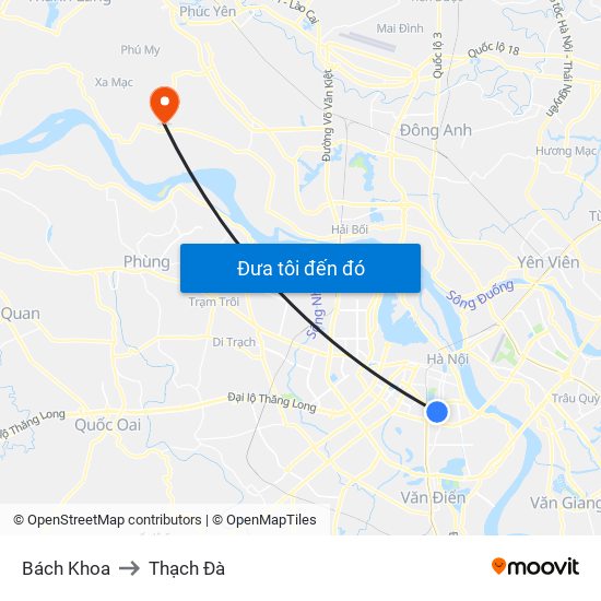 Bách Khoa to Thạch Đà map